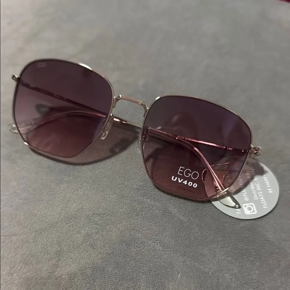 EGO Purple Pink Aviator Sunglasses Gradient Lenses NWT - Metal Frame 100% UVA